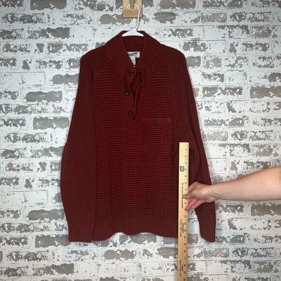Duluth Trading Co. | men knitted burnt orange Henley sweater - Picture 5 of 9